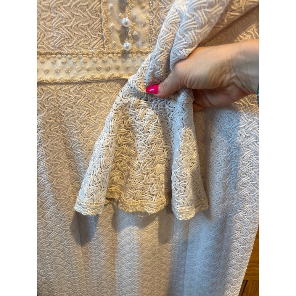 Elliatt Kailee textured crochet long bell sleeve midi dress boho large - Picture 12 of 14